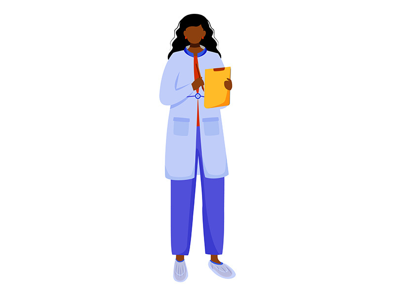 Scientist with clipboard and pen flat vector illustration