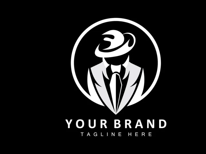 Mafia Logo Design, Tuxedo Suit Icon, Vector Businessman, Logo Detective, Brand Label
