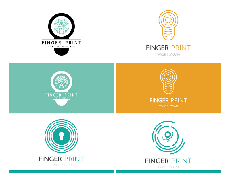 simple flat fingerprint logo,for security,identification,badge,emblem,business card,digital,vector