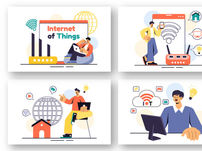 9 IoT Technology Vector Illustration