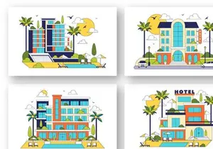 10 Modern City Hotel Building Illustration