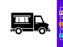 Minimalist delivery truck icon isolated on white background