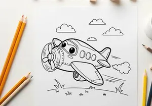 Cute cartoon airplane flying with smoke vector illustration