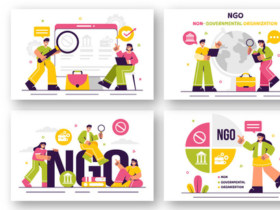 13 NGO or Non Governmental Organization Illustration