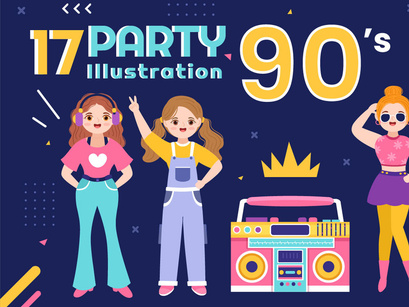 90s Retro Party Illustration