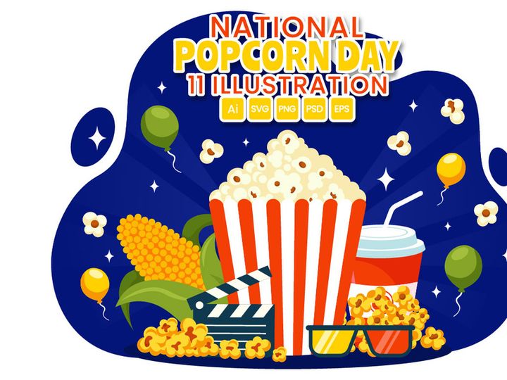 11 National Popcorn Day Illustration