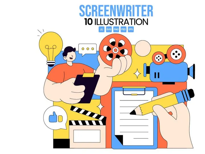 10 Screenwriter Vector Illustration