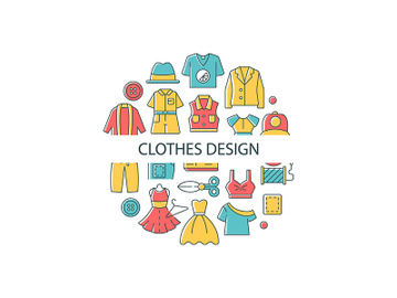 Clothes design abstract color concept layout with headline preview picture