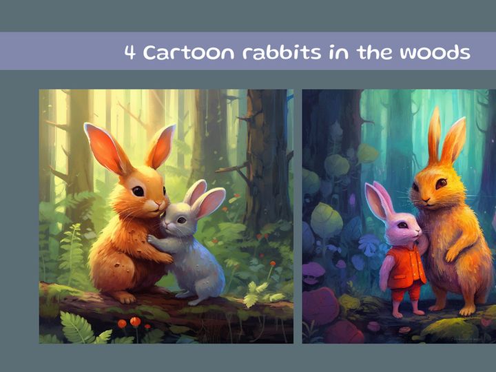 Cartoon rabbits in the woods