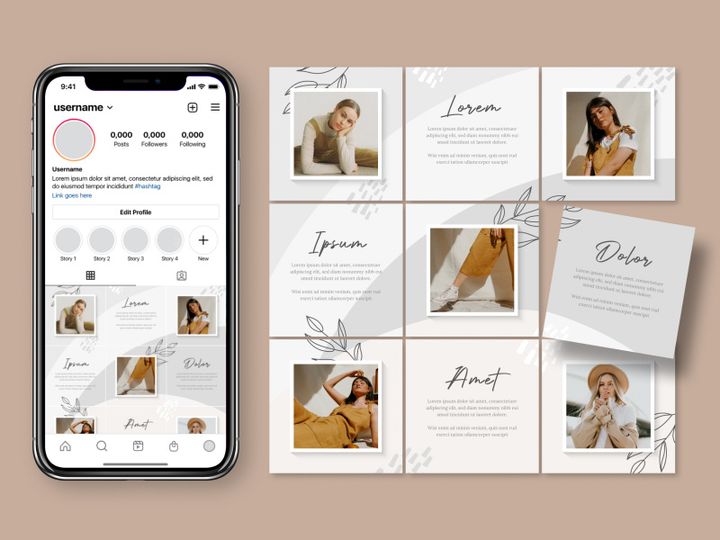 Instagram post puzzle fashion template