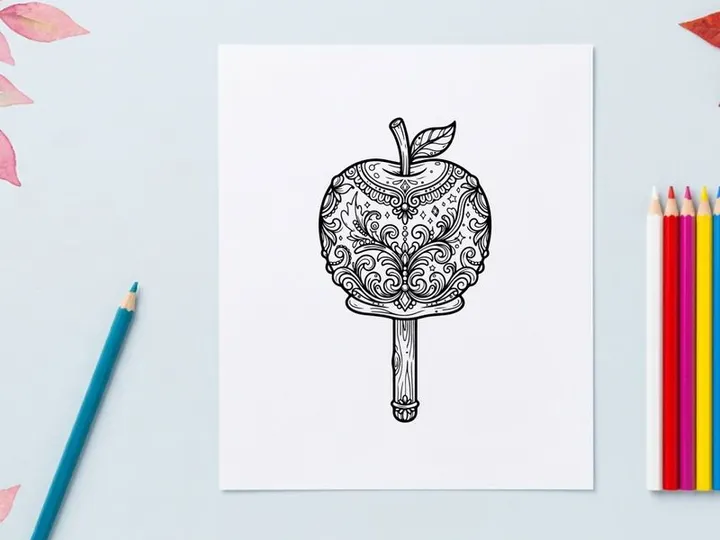 Hand-drawn vintage apple illustration with ornate floral engraving. Classic fruit sketch for elegant branding and decorative design projects.