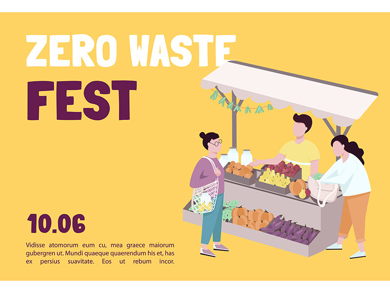 Zero waste fest banner flat vector template