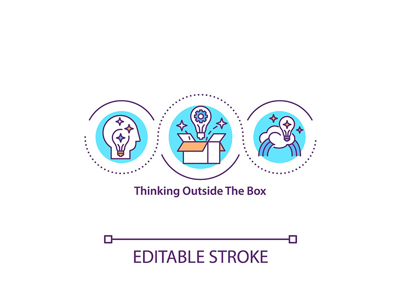 Thinking outside the box concept icon