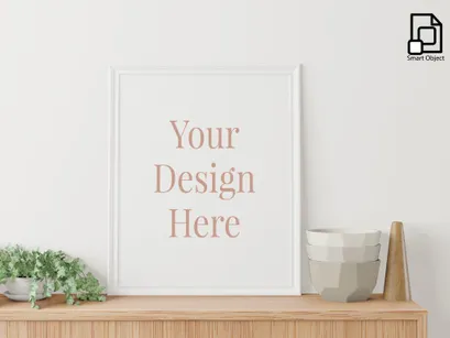 Frame mockup on the cabinet in interior