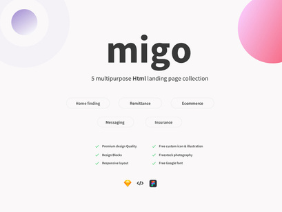 Migo app landing page pack