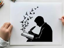 business man writing goals vector illustration