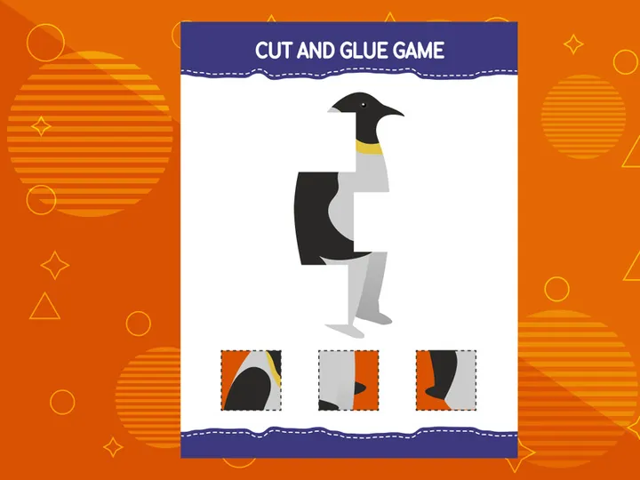 10 Pages Cut and glue game for kids with birds. Cutting practice for preschoolers. Education worksheet.