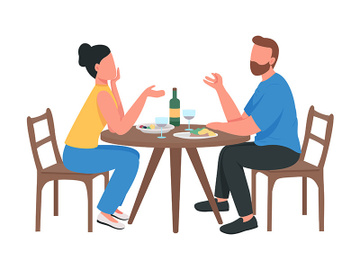 Couple at romantic dinner semi flat color vector characters preview picture