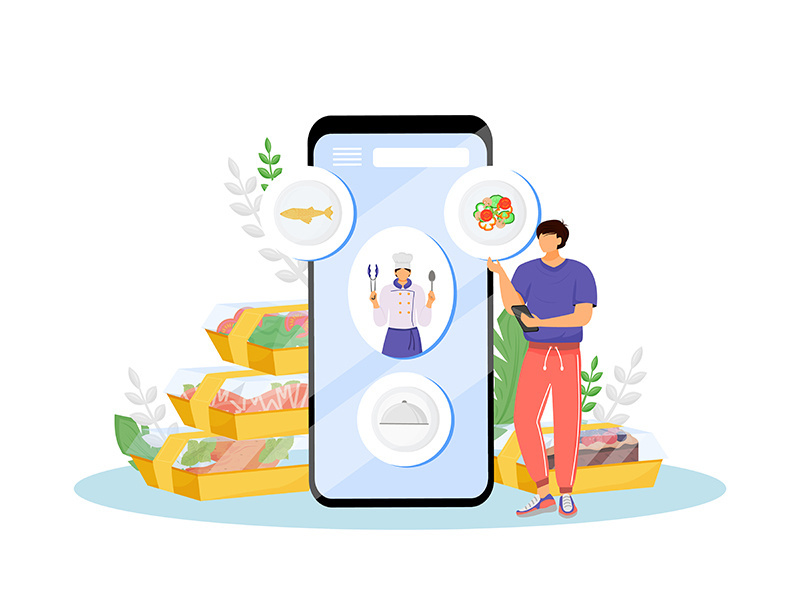 Restaurant food online ordering flat concept vector illustration