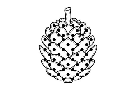 Ilustración de piña dibujada a mano. Boceto botánico decorativo de una semilla de árbol conífero.