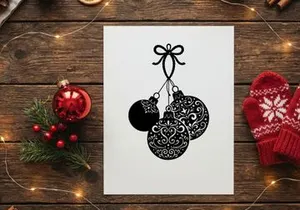 Elegant Christmas ornaments with intricate patterns for holiday decor