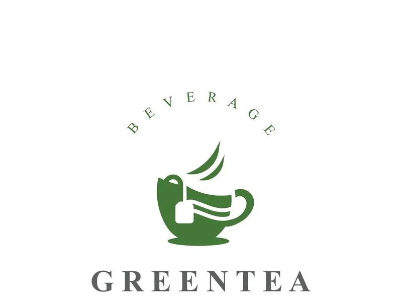Green tea logo, herbal, organic health minimal design template
