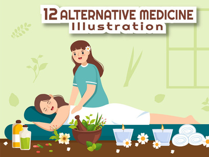 12 Alternative Medicine or Herbal Cure Illustration