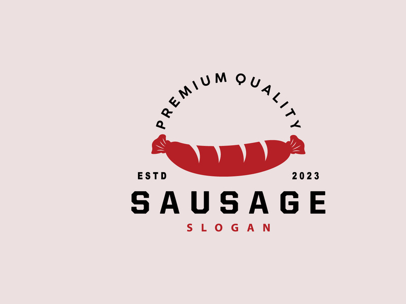 Sausage Logo, Vector Meat Fork and the Sausage Food