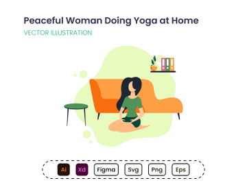Peaceful woman doing yoga at home preview picture