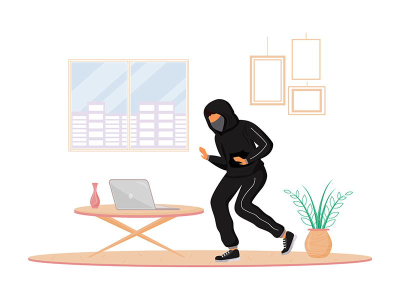 House burglary flat color vector faceless character
