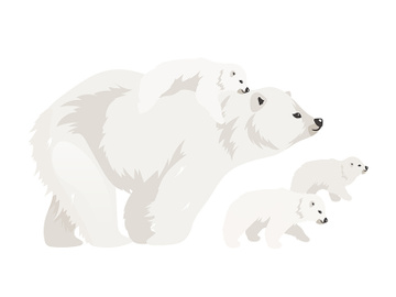 Polar bear family flat color vector illustration preview picture
