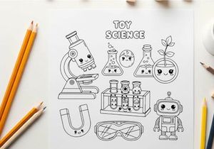 Cute science lab toys vector illustration flat design