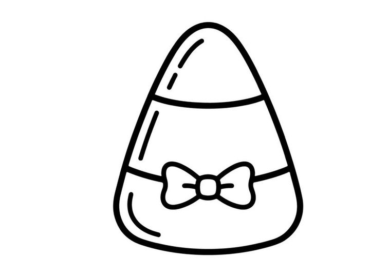 Candy corn icon with a bow tie. Halloween festive treat graphic for holiday design.