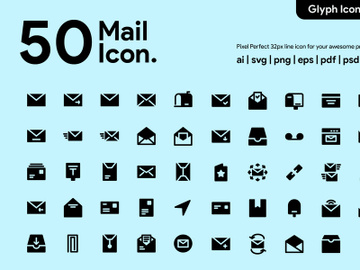 50 Mail Glyph Icon preview picture