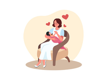 Mother and newborn in chair 2D vector isolated illustration preview picture