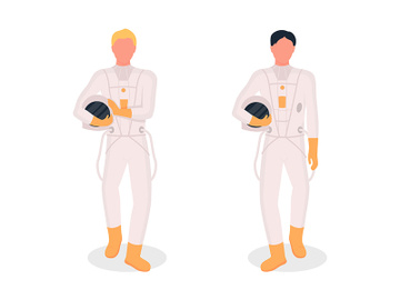 Astronauts flat color vector faceless character set preview picture