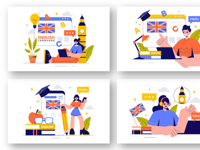 12 English Language Learning Illustration