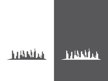 Modern city skyline icon silhouette vector illustration design