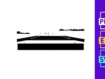 A black and white landscape photograph of a road with trees in the distance preview picture