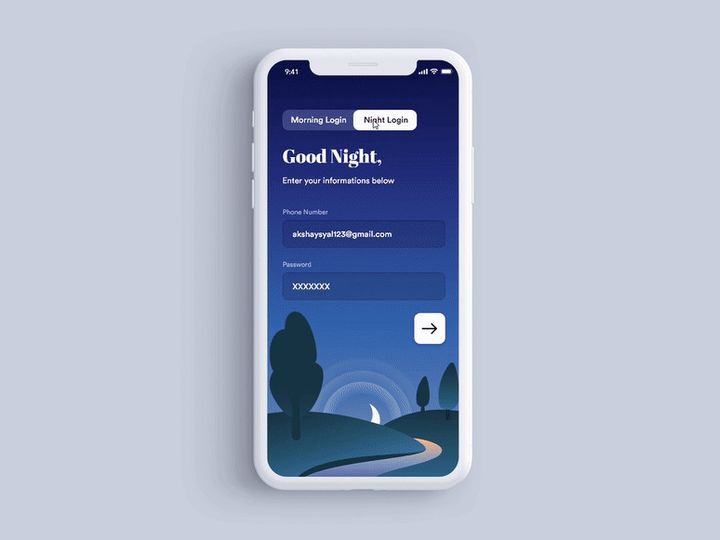 Day Night Login Interaction - Freebie
