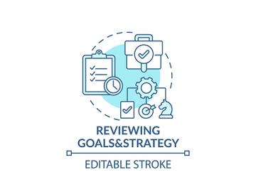 Reviewing goals and strategy concept icon preview picture