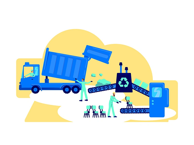 Waste processing flat concept vector illustration