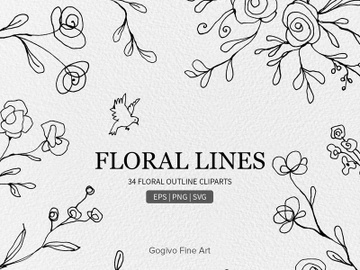 Free Floral Lines Cliparts preview picture