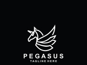 Pegasus horse Logo minimalist, Line art, Modern simple mascot, Mystic premium emblem