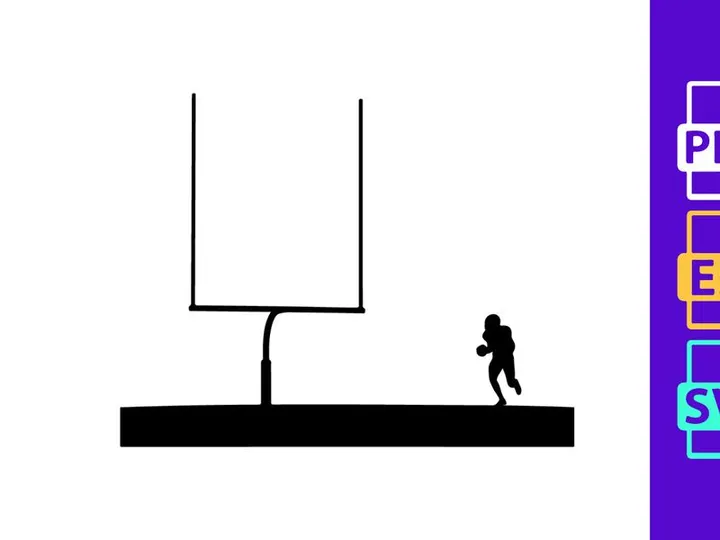 American football player approaching goal post silhouette