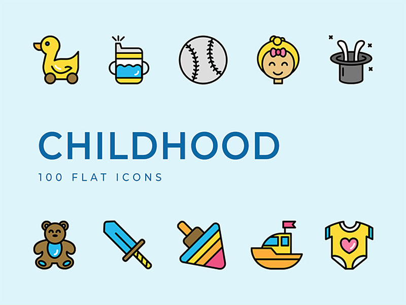 Childhood Flat Icons Set