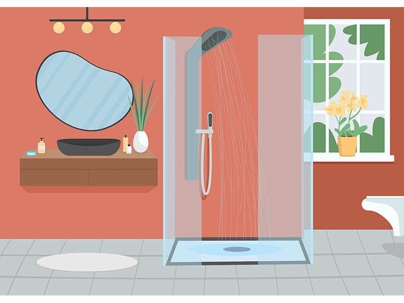 Home bathroom flat color vector illustration