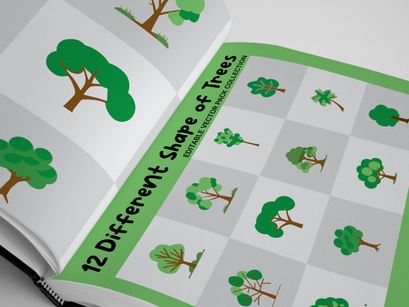 12 Different Shape of Trees editable vector pack collection