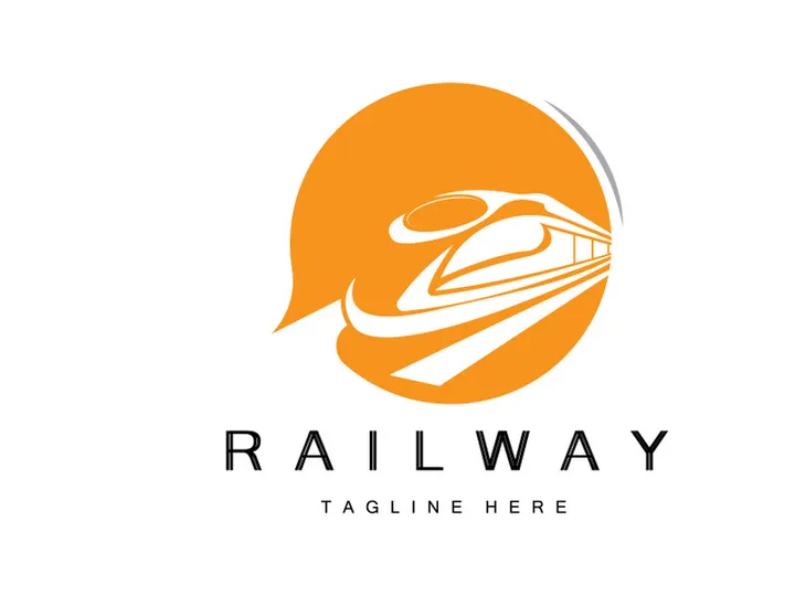 Train Logo Design. Fast Train Track Vector, Fast Transport Vehicle Illustration