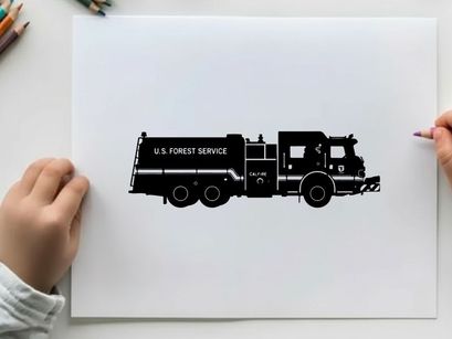 Silhouette of a u s forest service truck a large vehicle